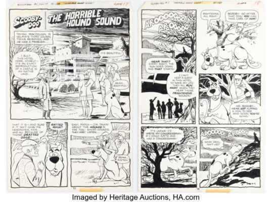 Dan Spiegle Scooby-Doo #1 "The Horrible Hound Sound" Complete 6-Page Story Original Art (Marvel, 1977). (Total: 6 Original Art) | Heritage
