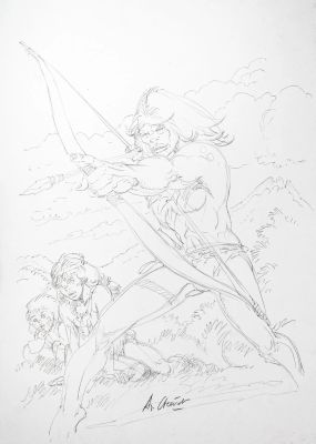 Cheret André Rahan Illustration... | CHERET André Rahan Illustration représentant Rahan... | Neo Enchères