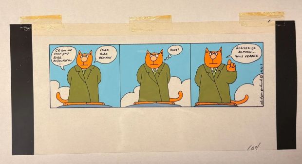 Geluck - Le Chat,... | Lot 37 - Geluck - Le Chat, rare bleu de coloriage à la gouache... | Tessier Sarrou