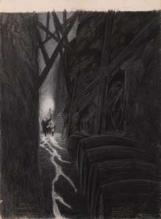 Bernie Wrightson signed original â€œThe Cask of Amontilladoâ€ charcoal rough for The Poe Portfolio. | Profiles in History