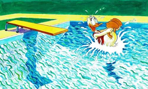 Tony Fernandez - Large Painting - Donald Duck inspired by David Hockney - Acrylic Art | Catawiki