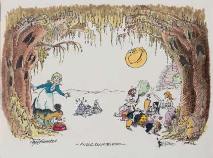 Shary Flenniken, Dan O Neill, and Bobby London original Trotts and Bonnie jam illustration.