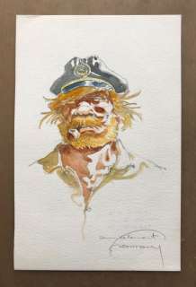Hermann - Originele aquarel in kleur - Portret Barney Jordan - Loose page - Original watercolor - (1995/2000) | Catawiki