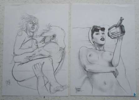 Luca Tarlazzi - 2 Originele tekeningen in potlood - Loose page | Catawiki