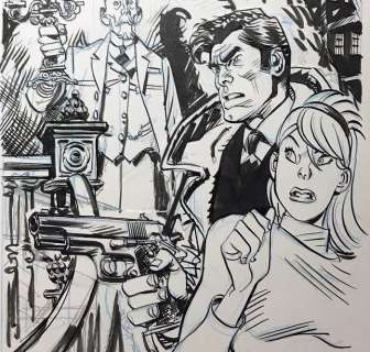 Bodard, Denis - Originele tekening - Hommage aan Jordi Bernet (en diens reeks Rolf Karsten) | Catawiki