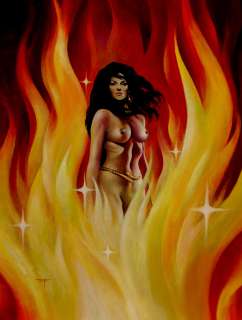 Stephen Fabian - ‘she who must be obeyed! ‘ very large nude painting (1970s)