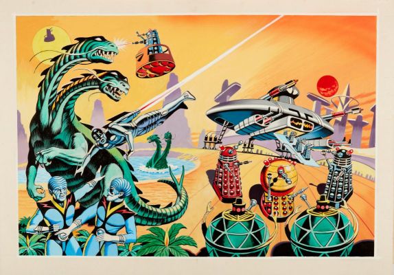 The Daleks re-creation artwork (1980s) by Ron Turner, inspired by his… | Comic Book Auctions ltd