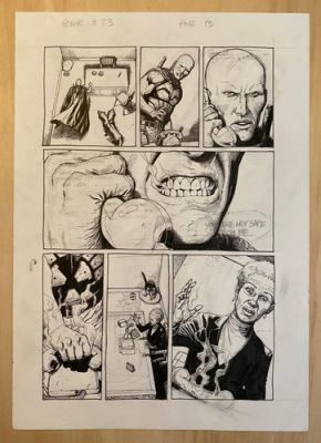 Gary Frank Geiger original comic art #23, p13. Superman, Batman, Hulk artist