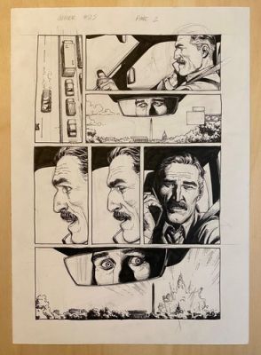 Gary Frank Geiger original comic art #25, p2. Superman, Batman, Hulk artist