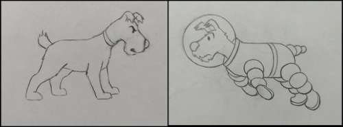 Tintin - 7x Original drawing - Milou - On a marché sur la lune - (1960’s) | Catawiki