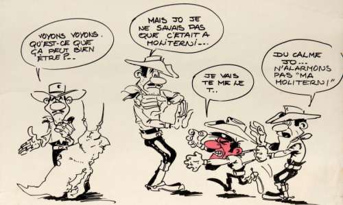 Morris - Lucky Luke Feutre pour ce grand dessin représentant la famille Dalton