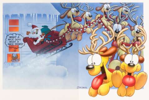 Jim Davis Studio Garfield’s Night Before Christmas Story Pages 26-27 Illustration Original Art (Grosset & Dunlap, ... | Heritage