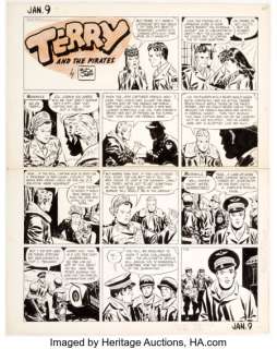Caniff, Milton | Milton Caniff Terry and the Pirates Sunday Comic Strip Original Art dated 1-9-44 (News Syndicate Co., Inc., 1944).... | Heritage