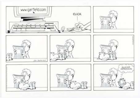 Jim Davis Garfield Sunday Comic Strip Original Art dated 3-15-98 (PAWS, 1998). | Heritage