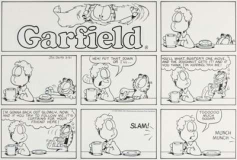 Jim Davis Garfield Sunday Comic Strip Original Art dated 3-31-96 (PAWS, 1996). | Heritage