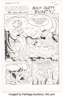 Bill Kresse Archie’s Madhouse #48 "Beach Party Smarty!" Sabrina Complete 6-Page Story Original Art (Archie, 1966). (Total: 6 Original Art) | Heritage