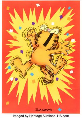 Jim Davis Studio - Celebrating Garfield Production Color Art Original Art (c. 1990s). | Heritage