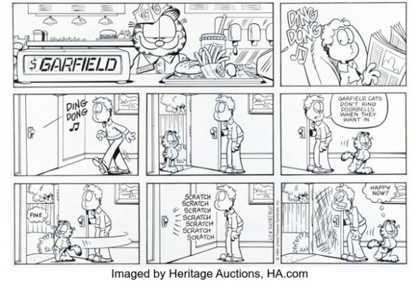 Jim Davis Garfield Sunday Comic Strip Original Art dated 3-27-94 (United Feature Syndicate, 1994). | Heritage