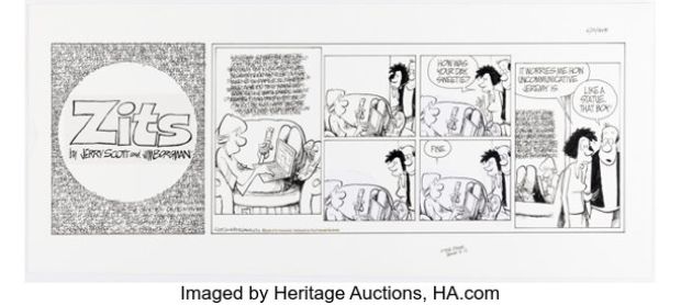 Jerry Scott and Jim Borgman Zits Sunday Comic Strip Original Art dated 6-22-08 (King Features Syndicate, 2008). | Heritage