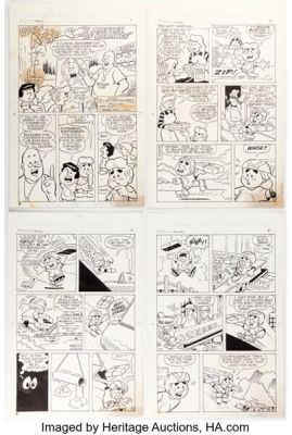 Chris Allan, Joe Edwards, and Rudy Lapick Little Archie Digest Magazine #3 "A Matter of Balance" Complete 8-Page Story Original Art (Archie, 1991). (Total: 8 Original Art)