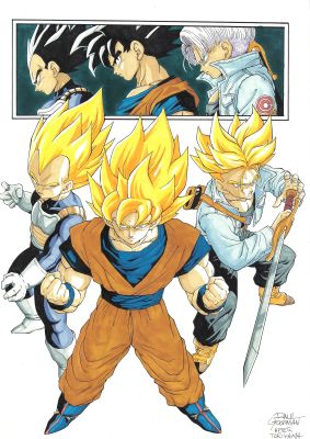 Saiyan Legacy – Goku, Vegeta & Trunks | Corner4art