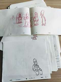 The Simpsons - Huge 200 + Lot of Original Animation Art drawings - First edition