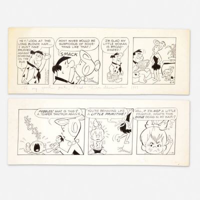 Don Sherwood | Lot 329 - Group of 2 Flintstones Daily Strips Original Art (Hanna-Barbera Productions, Inc., 1987) | Landry Pop Auctions