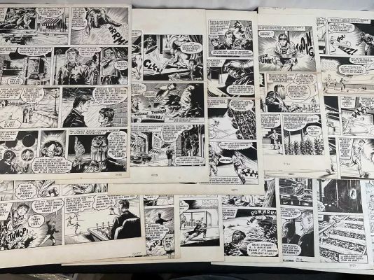 Lot 320 - THE STEEL CLAW - 11 pages of black/white original interior comic art from this title, which appeared | Excalibur Auctions