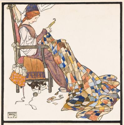 Edmund Dulac, (1882-1953), "Q was a quaint dainty queen." 1906. | Swann Galleries