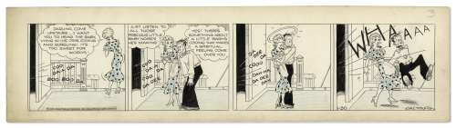 Chic Young Hand-Drawn ’’Blondie’’ Comic Strip From 1935 Titled ’’A Minor Key’’ -- Dagwood & Blondie Experience the Ups & Downs of Parenthood | Nate Sanders