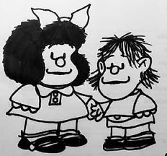 Quino - Original drawing + 10 aÃ±os con Mafalda - Signed - (2000)