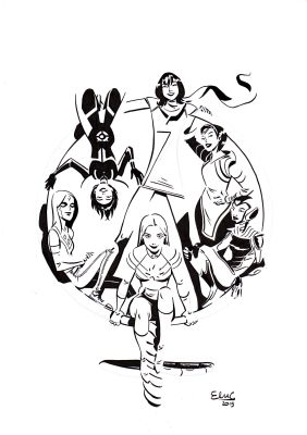 Elsa Charretier | Champions #3 cover (Ms. Marvel,Wasp, Ironheart, Viv Vision, Snowguard, Captain Marvel) | Tavole Originali