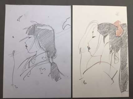 Michetz, Marc - 2x Dessin original - Geisha | Catawiki
