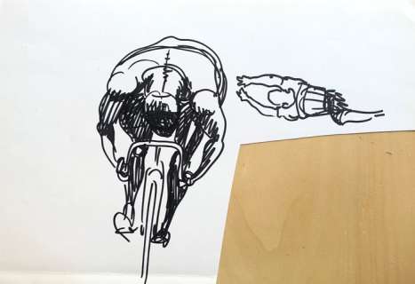 Andrea Pazienza - illustrazione originale "Ciclisti" anni ’80 - Loose page - Unique copy | Catawiki