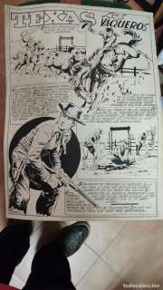 BEYLOC DIBUJO ORIGINAL TINTA TEXAS LOS VAQUEROS GRAN TAMAÑO FIRMADO