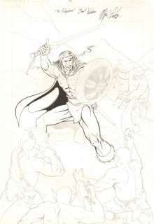 Mike Leeke | X-O / Eternal Warrior Unused Inventory Cover - 1994 Signed | Anthony’s Comic Book Art