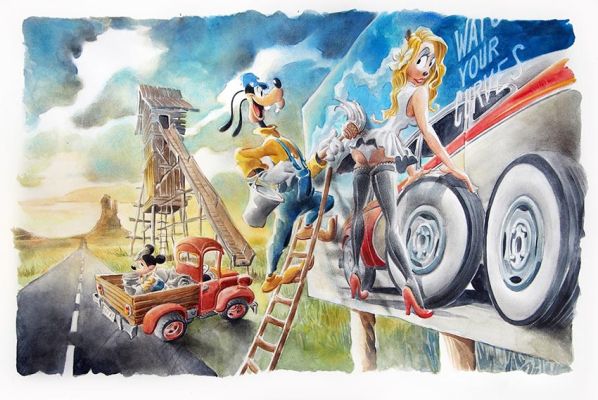 Paolo Mottura | “Mickey Mouse & Goofy: Il Tocco Finale” – Illustrazione | Cart Gallery
