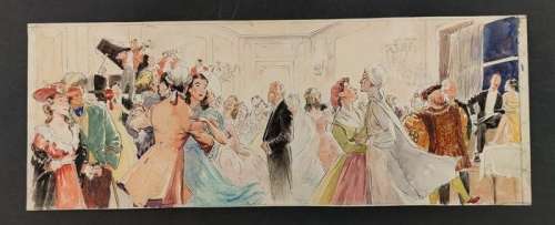 Giorgio Tabet | Giorgio Tabet - La Saga dei Forsyte - Illustrazione Originale - Page volante - (1953) | Catawiki