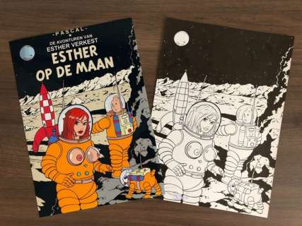 Schokaert, Pascal - | Schokaert, Pascal - Originele tekening - Hommage aan Kim en Hergé in cover Kuifje | Catawiki