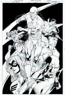 Ethan Van Sciver - the flash: rebirth #6 (awesome flash family cover, 7 heroes! ) 2010