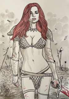 Daniele Statella | Red Sonja - D. Statella - illustraz. originale tributo a Red Sonja - (2021) | Catawiki