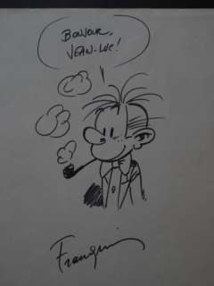 Franquin, André | Original drawing  - Fantasio smokes a pipe | Catawiki