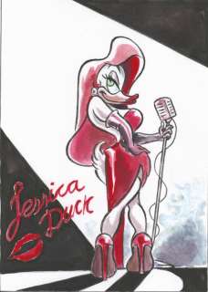 Tony Fernandez, Disney Artist | Daisy inspired by Jessica Rabbit "Jessica Duck" - Original Painting - Tony Fernandez - EO | Catawiki