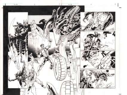 Rick Leonardi | Green Lantern vs. Aliens #2 Pages 18 & 19 (Inked) | Rick Leonardi