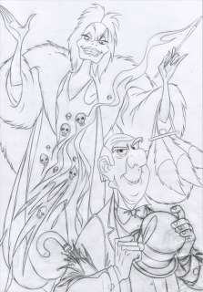 Jaume Esteve, Disney Artist | Disney Villains: Cruella De Vil & Edgar Balthazar - Original Preliminary Drawing - Jaume Esteve | Catawiki