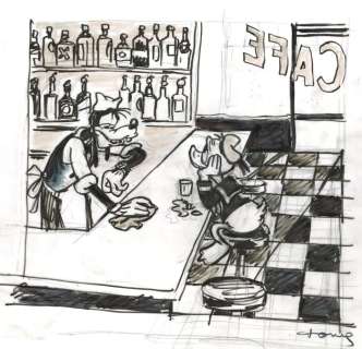 Tony Fernandez, Disney Artist | Donald Duck & Goofy Inspired By Edward Hopper’s Paintings - Original Preliminary Sketch - Tony Fernandez | Catawiki