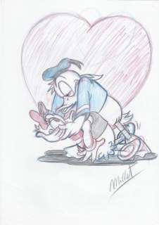Millet | Donald & Daisy Duck - Original Sketch Drawing - Millet - DIN A3 | Catawiki