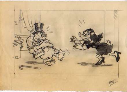 Xavi (Xavier Vives Mateu) | Scrooge McDuck - Dibujo original - Scrooge protects his coin of luck - Size: 30 x 21 cm. - (2016) | Catawiki
