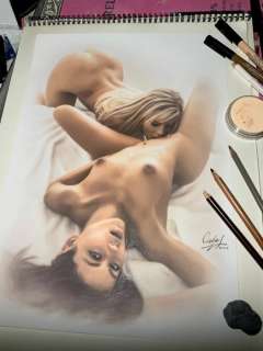 Calas, J.M. | Jean Michel Calas - Dessin original en couleur - Secrets de femmes - Format: 29,7 x 42 cm. - (2021) | Catawiki