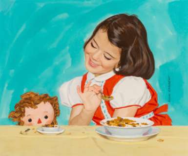 Richard Sargent (American, 1911-1978)
 Best Friends, Raisin Brand advertisement
 Gouache on board
 13 x 15.25 in. (sight... (Total: 2 Items) | Heritage